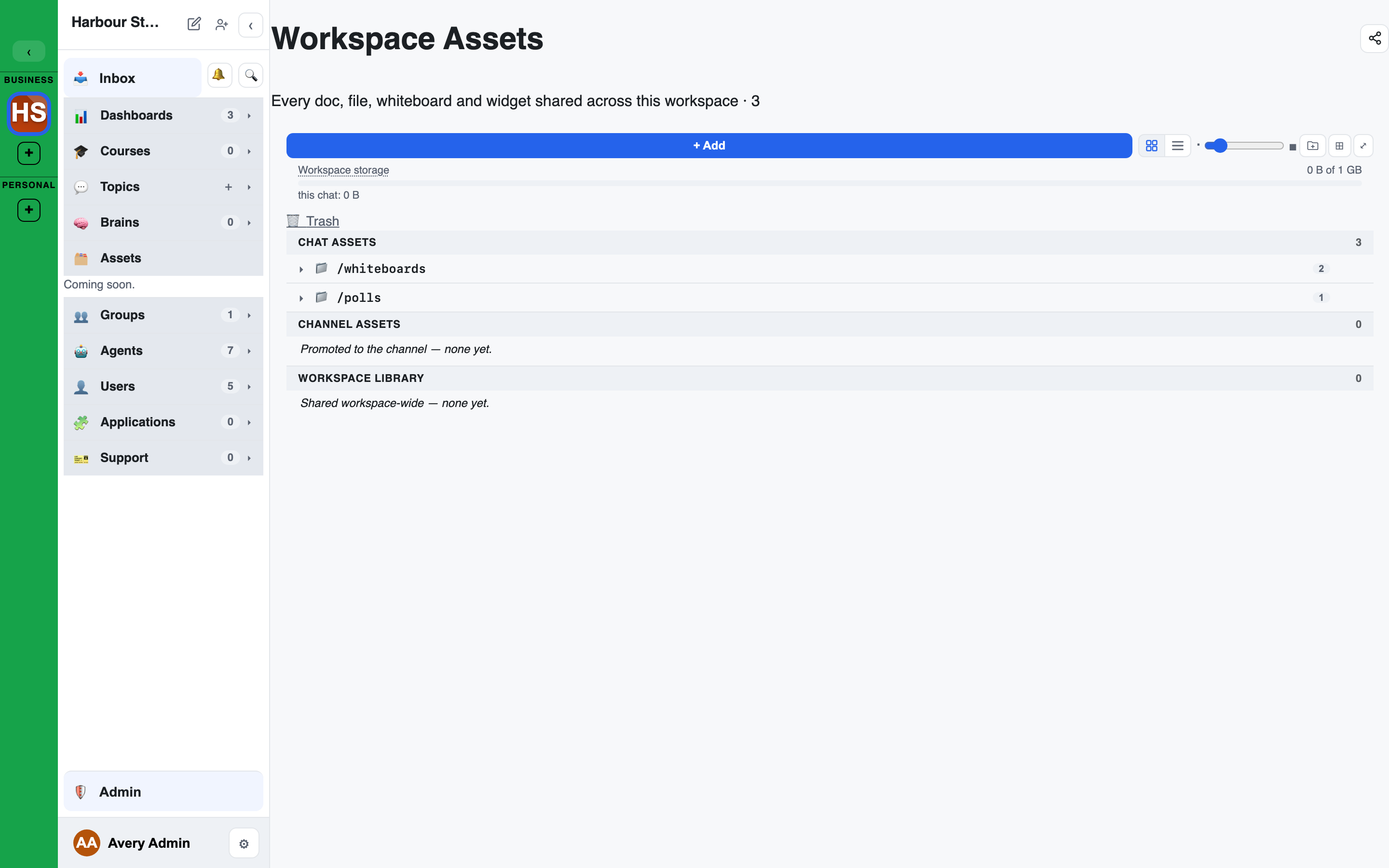 The workspace Assets library