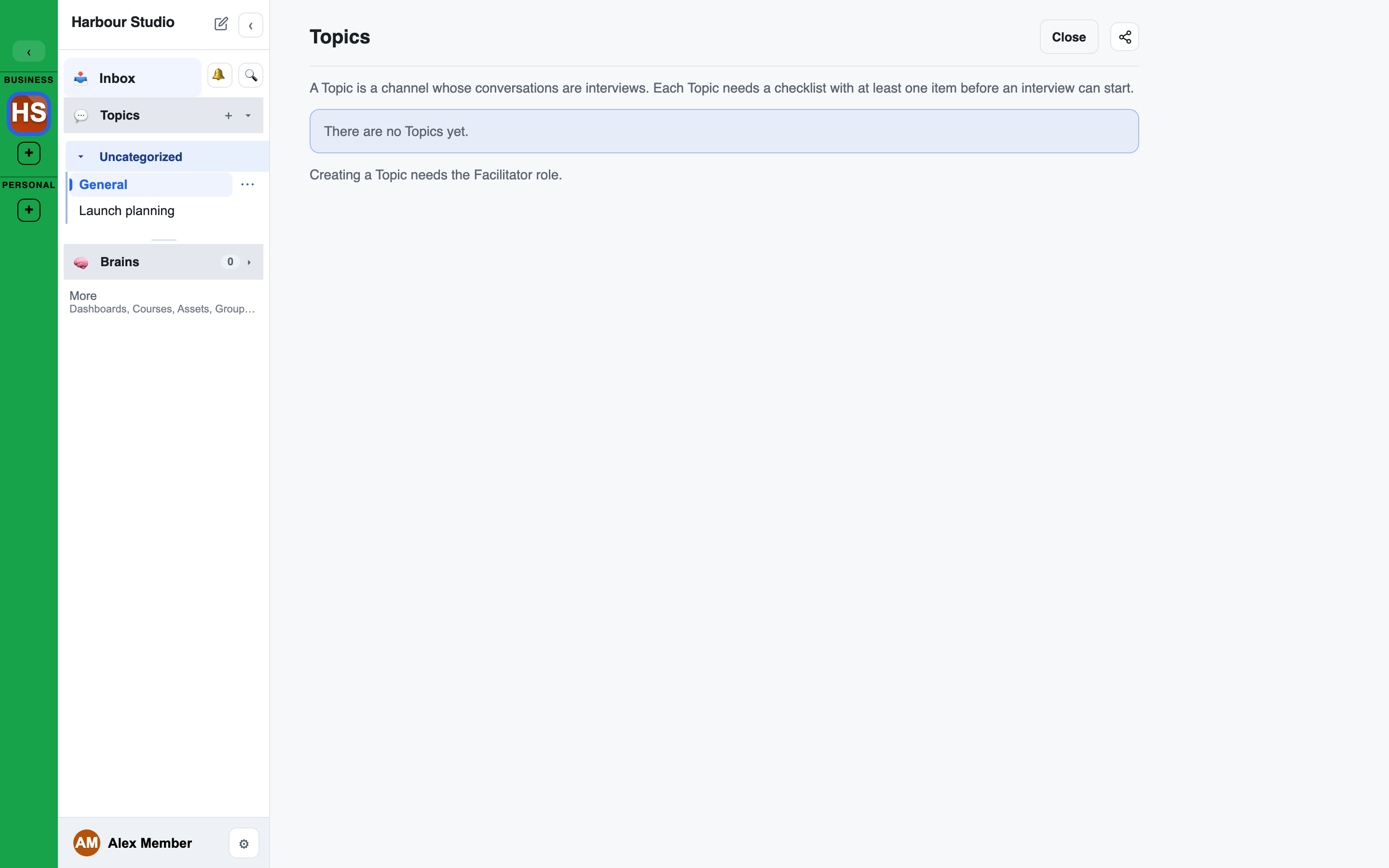 The Topics section in the left navigation