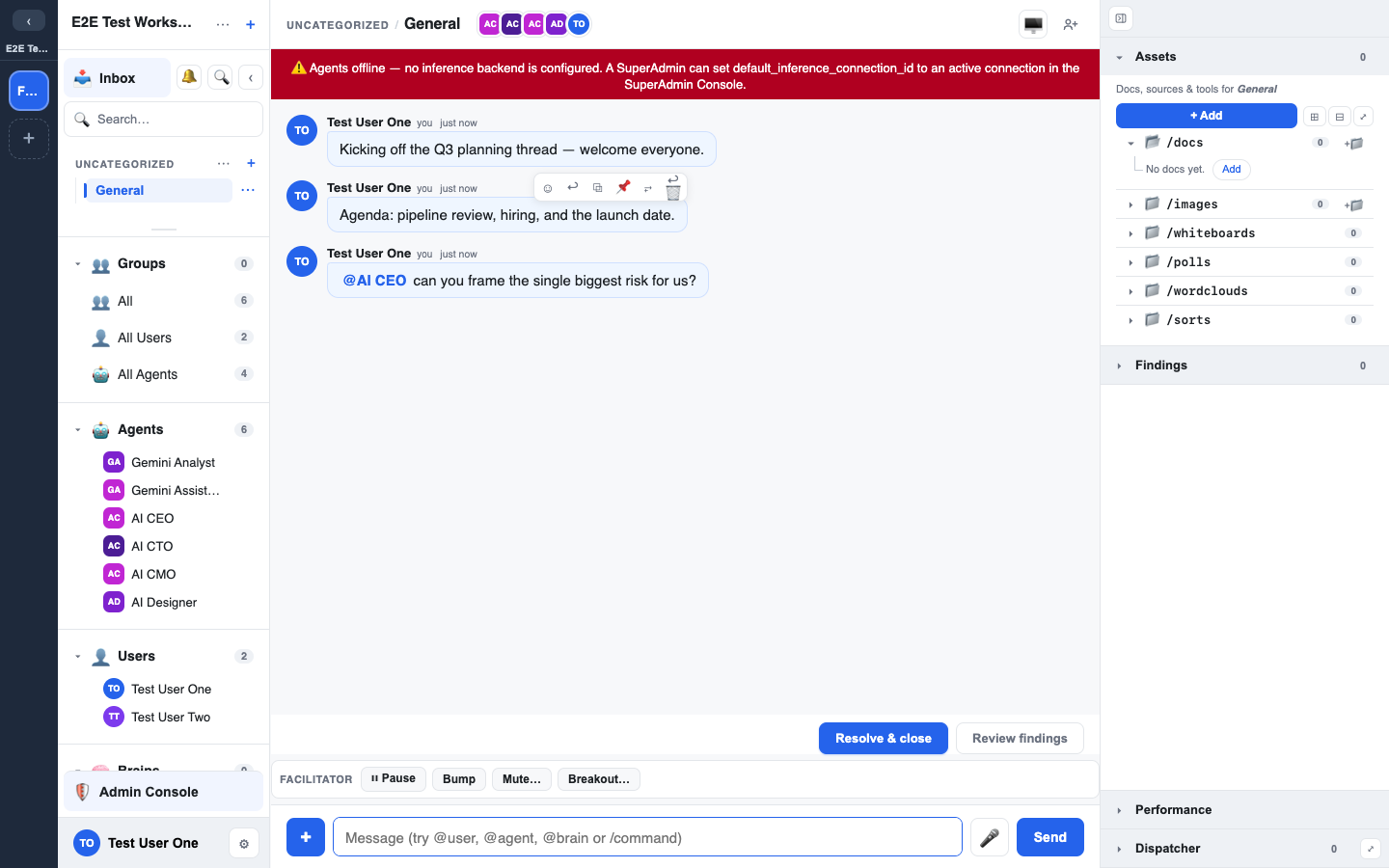 the message action bar (react / reply / edit / pin)