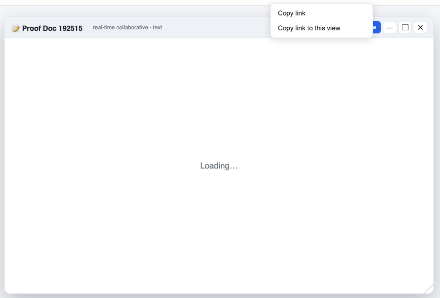 the Share menu with Copy link and Copy link to this view